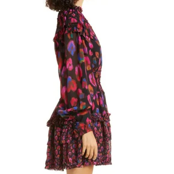 Farm Rio iridescent leopard print ruffle long sleeve dress NWT - Picture 5 of 13